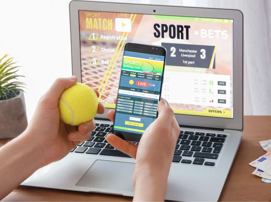 Man Placing Sports Bet at Home